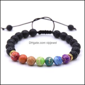 Perles sept pierres précieuses hommes et femmes bracelets réglables nouveaux bijoux diffusion d'huile yoga livraison directe Dhbhv