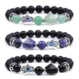 Perle sier hand mal oeil guérison cristal pyramide perles bracelets pour femmes hommes brins