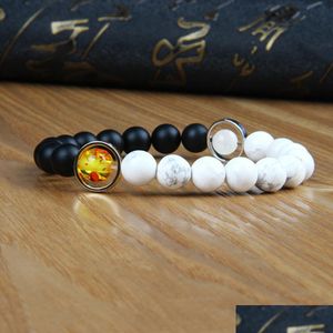 Perlé Sier Skl Bracelet En Gros A Grade Perles De Pierre Naturelle Micro Pave Cz Ball Perlé Couples Bracelets Bijoux De Mode Pour Hommes Drop Dhni0