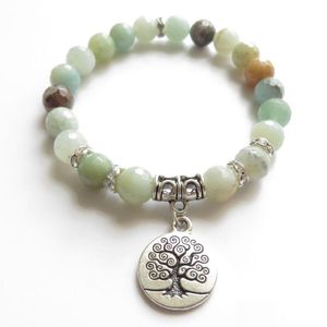 Kralen Sn1121 Levensboom Mala Armband Yoga Sieraden Pols geconfronteerd Amazoniet Meditatie Genezing Verjaardag Unieke Gift Drop Deli Dhgarden Dhrzy