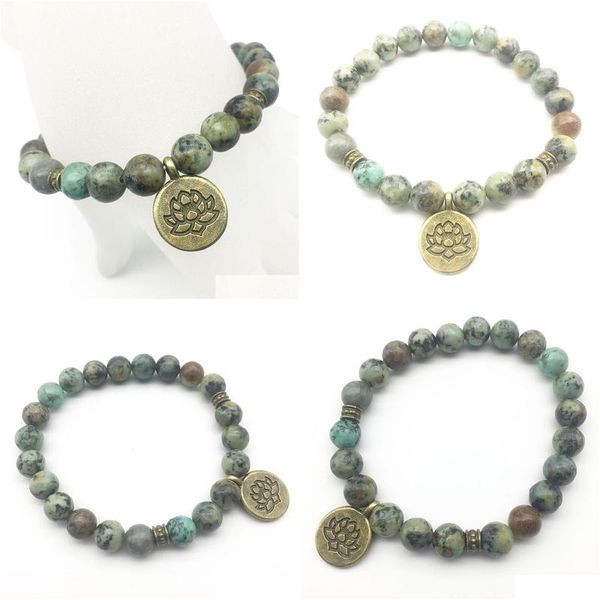 Con cuentas Sn1227 Nuevo diseño Pulsera para hombre Moda Piedra natural Yoga Africano Turquesa Gota Entrega Joyería Pulseras Dhgarden Dhg6Y