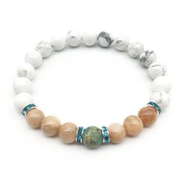 Perlé Sn1326 Design luxueux Bracelet pour femmes de haute qualité pierre de soleil Howlite bijoux à la mode à la main Yoga livraison directe Brac Dhgarden Dhmo9