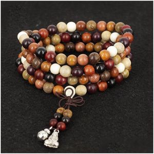 Beaded St0201 Femmes 6 mm Perles de bois naturel Bracelet Bouddhisme tibétain Bonne chance 108 Mala Poignet Nce Drop Livraison Bijoux Soutien-gorge Dhgarden Dhwgv