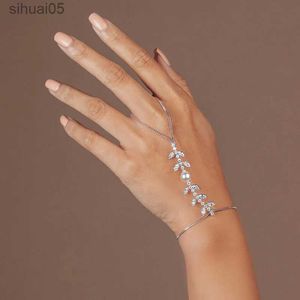 Stonefans Fashion Cube Zirkonia Ring Vinger Armband Handketting voor Dames Parel Zirkoon Bladvorm Armband Sieraden Accessoires YQ240226