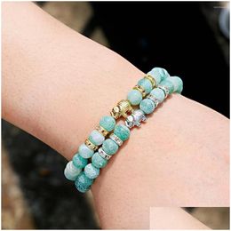 Stron perlé 2023 Bracelet de perle en pierre naturelle pour les femmes Bracelets alliés en alliage d'or de la mode Guérir des bijoux de yoga DH0UV DH0UV