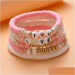 Filo di perline 5 Pz/set 6 Mm Polimero Vinile Surfer Heishi Bracciali Donna Uomo Dischi Perline Bracciale Fai da te Boho Gioielli fatti a mano Drop Deliv D Dhuxo