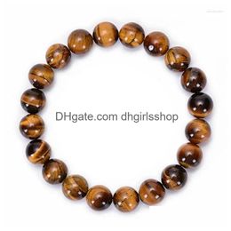 Strand con cuentas 6-20 mm Cuentas Pulsera de ojo de tigre para mujeres Marrón Piedra natural Hombres Elástico Yoga Chakra Curación Energía Joyería Drop Deli Dhu8I