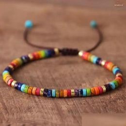 Bracelet réglable en tresse de guérison des 7 chakras pour femmes et hommes, pierre impériale naturelle, perles d'espacement 2x4, bijoux de méditation, bijoux Jewe Otsga