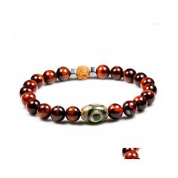 Kralen streng 8 mm higth kwaliteit rode tijger eye kralen met rudraksha -liefhebbers afstand afstand armband vrouwen sieraden accessoires dzi mannen cadeau d dhyyg