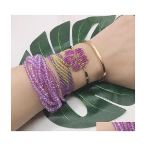 Kralen streng bluestar vrouwen miyuki bead armband paarse bloem pseras mujer moda kristal tassel handgemaakte sieraden drop levering brace dh91n