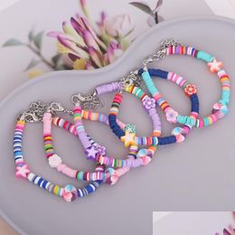 Perlé Strand Bohème Plage Vacances Style Coeur Bracelet Cheville Arc-En-Étoile Mode Femmes À La Main Tissé Colorf Riz Perle D'été J Dhxhg