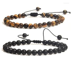 Perlé Strand Bracelet Hommes Simple Corde Pierre Tressée 6Mm Perle Pour Bijoux Cadeau Réglable Drop Delivery Bracelets Dhw1H