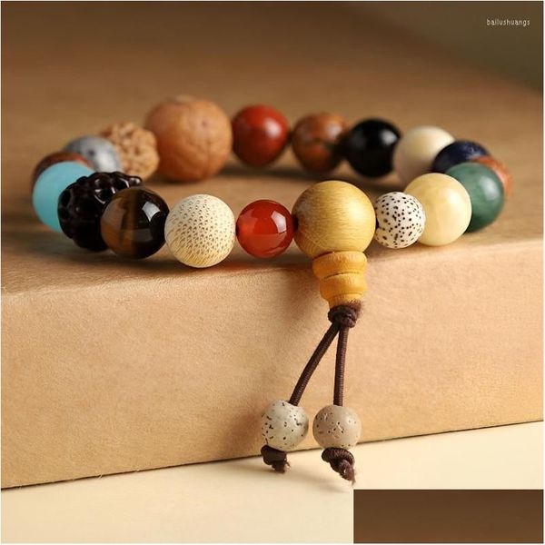 Brin de perles perles bouddhistes pendentif chaîne à main dix-huit graines bracelet de chant en bois chapelet de poche bracelets en bois de santal bijoux Gi Otlad