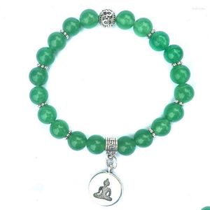Brand de brin de bride de haute qualité Green Natural Stone ohm Bouddha Lotus Bracelet Men and Women Jewelry Pseira Hombres Cadeaux de mode Drop Otbje