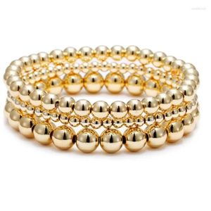 Strand perlé européen américain en charmes polyvalent cuivre ferry véritable perles d'or bracelet coloré style plage géométrique élastique bijoux otrtl