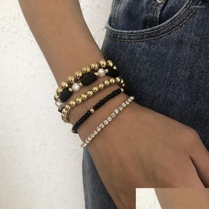 Perlé Strand Lalynnly Femmes Bouncy Doux Y Résine Simation Perle Amour Alphabet Fleurs Bracelet Femme Main Chaîne Bijoux Cadeau B1455 Dh5Vk