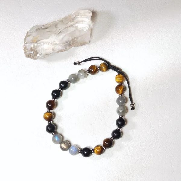 Brin de perles Lii Ji arc-en-ciel obsidienne oeil de tigre Labradorite 8Mm bracelet réglable en acier inoxydable pour bijoux masculins livraison directe Br Otibh
