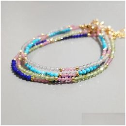 Kralen streng liiji unieke echte stenen lapis lazi peridots labradoriet roze toermalines turquoises armband vrouwen mannen yoga genezing 1p dhela