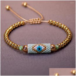 Strand perlé Miyuki Bracelet Evil Eye Woven MAINMAGE BOHEMIAN Perles dames boho Style Summer Pink For Women Fashion Jewelry Men Drop Dhtcz