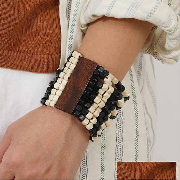 Perlé Strand Mtilayers Perles De Bois Bracelets Pour Femmes Bohème Large Bracelet En Bois Bracelet Ethnique Tendance Bijoux Uken Drop Delivery Dhjpt