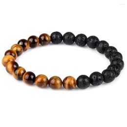 Bracelet de perles en pierre naturelle, œil de tigre, lave, corde élastique, énergie de bouddha, guérison, cadeaux classiques simples pour hommes et femmes, bijoux Otush