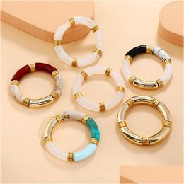 Pulsera elástica de estilo Retro con hilo de cuentas para mujer, resina acrílica de temperamento Vintate, joyería moderna, pulseras de entrega directa Dhazy