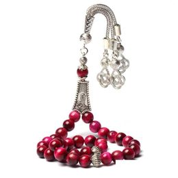 Hebras de hilo de cuentas de alta calidad 8 mm 33 cuentas de color rosa ojo de tigre piedra rosario musulmán Tasbih oración islámica Misbaha Tespih Drop D Dhj8K