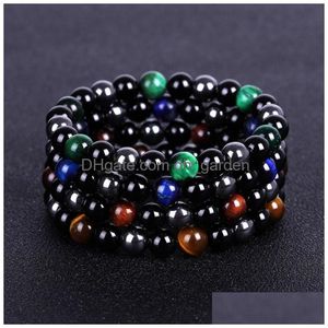 Perles Strand Trois Couleurs Hématite Oeil De Tigre Noir Onyx Bracelet Pierre Naturelle Bracelets De Perles Bracelet Pour Hommes Femmes Bijoux De Mode Dhn8W