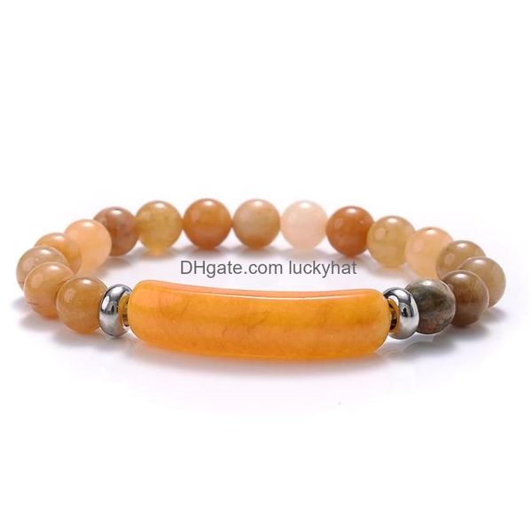 Perlé Strand Vintage Long Perles Tube Bracelets Pour Femmes Pierre Verte Naturelle Rose Cristal Stretch Tiger Eye Bracelet Drop Delivery J Dhqp6