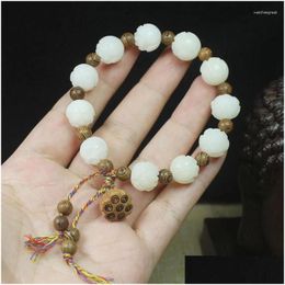 Kralen Strand Witte Jade Bodhi Lotus 12Mm Armband Diy Deur Frame Spacer Kralen Seedpod Hanger Drop Levering Sieraden Armbanden Otx1Y