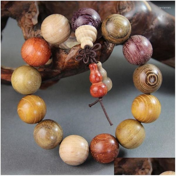 Perlé Strand En Gros Authentique Bois De Santal Bracelets En Bois Bouddha Perles Rondes Gourde Pendentif Main Chaîne Hommes Bijoux Drop Delivery Dhloz