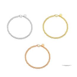 Brins de perles 100 925 solide véritable argent sterling mode 4 mm perles chaîne bracelet pour femmes 20 cm adolescentes filles dame cadeau bijoux fins 1 Otliv