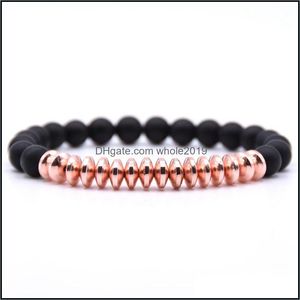 Kralen strengen 10 -st/set natuurlijke zwarte matte mala 8mm stenen kralen armband geschenken voor mannen met handgemaakte sieraden drop levering 2021 bra dh7oe