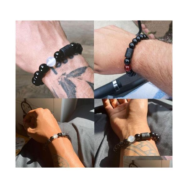 Hilos de cuentas 12 signos del zodiaco pulsera cuentas de piedra pulseras de pareja cáncer leo virgo libra amigo constelación para hombres mujeres 135 dhbkk