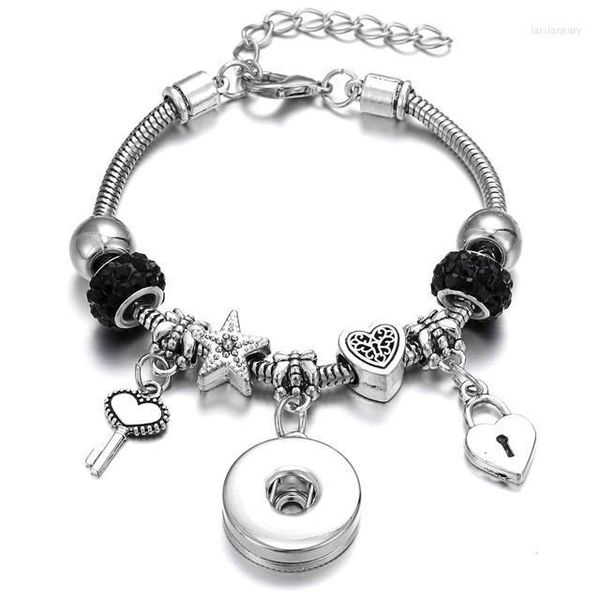 Brins de perles 18mm bouton pression bijoux Bracelet amour couronne étoile de mer clé breloques Bracelets Bracelet à bricoler soi-même perlé Lars22