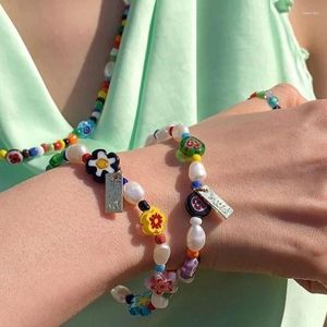 Kralen strengen 2022 Handgemaakte parel kleurrijke bloem tai chi patroon armbanden bij de hand voor vrouw