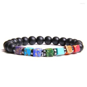 Hebras de cuentas 2022 pulsera para hombre cuadrado colorido emperador piedra cuenta volcán helado Yoga energía hombre Fawn22