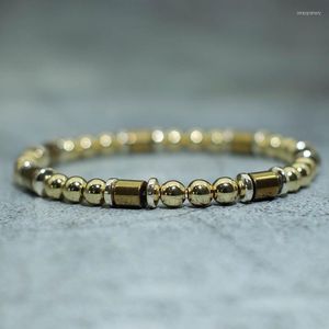 Brins de perles 2022 Bracelet en hématite en or naturel 6mm Perles en pierre Braclet Amitié Accessoires faits à la main Hommes Femmes Bijoux de fête Présent I