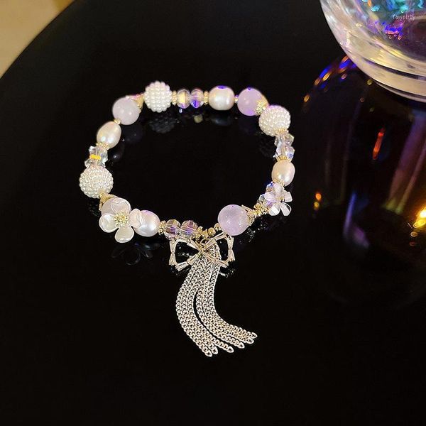 Perlé Brins 2022 Femmes Bracelet Cuivre Cristal Perle Perle Gland Fleur Arc FemaleHand Made Mode Fille Bijoux Cadeau Fawn22