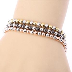 Brins de perles 3 couleurs à la main 4MM perles de cuivre boules tressé charme Wrap cordon Bracelet bracelets corde réglable bijoux pour hommes Wom Trum22