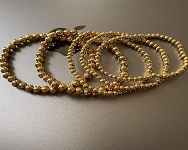 Brins de perles 3 pcSset 456 mm Stretch Bracelets Balles d'or bijoux en argent élastique élastique de corde extensible Pulseras être fit f1587479