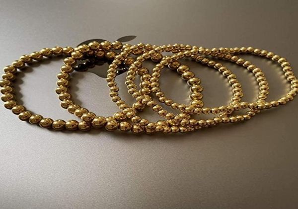 Brins de perles 3 pcSset 456 mm Stretch Bracelets Balles d'or