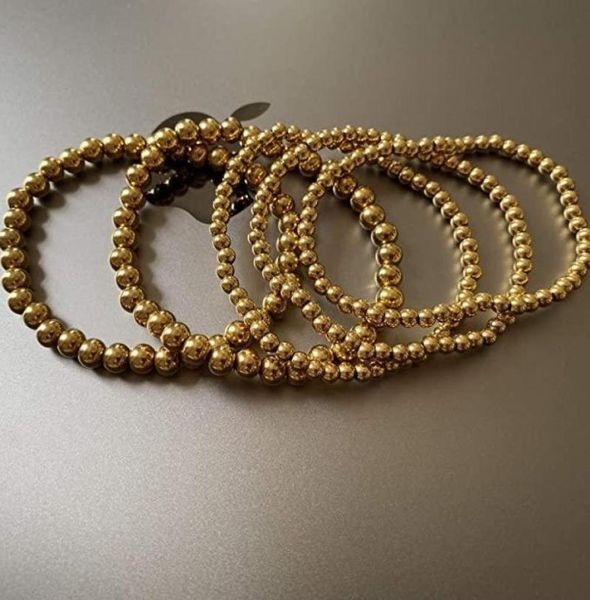 Brins de perles 3 PCSSet 456mm Bracelets extensibles boules d'or couleur argent bijoux élastique cordon extensible corde Pulseras Be Fit F9967974
