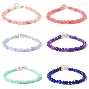 Brins de perles 4mm multicolore blanc Jades bracelets ronds perles de pierre colorées Bracelet fermoir mousqueton chaîne corde réglable guérison Reiki juif
