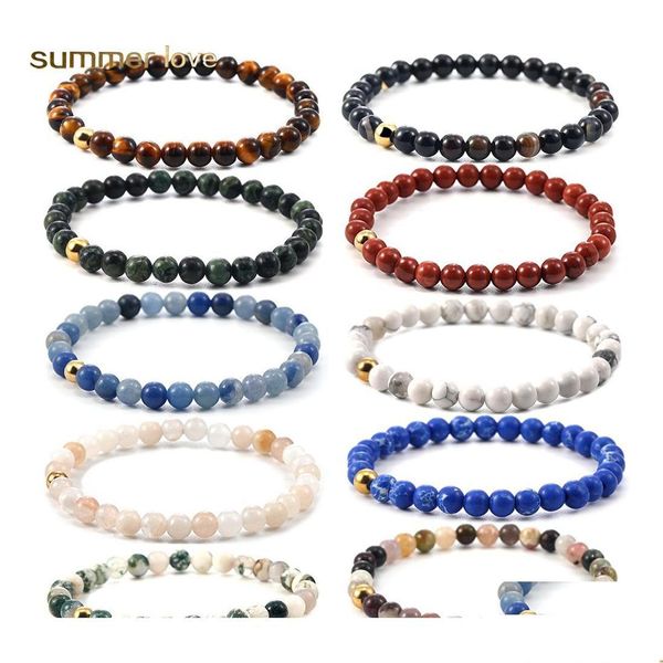 Brins de perles 6 mm Design de mode Pierre naturelle Guérison Agate Bracelet extensible Femmes Hommes Faits à la main Pierres précieuses précieuses Yoga Nce Drop Deli Dhn7A