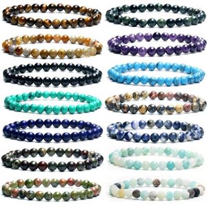 Kralen strengen 6 mm stenen kralen armband voor vrouwen mannen maansteen lapis lazuli tijger oog kristal genezing chakra energie sieraden lars22