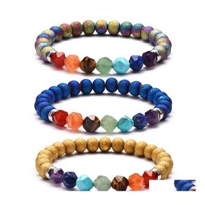 Beaded Strengen 7 Chakra Charm Armbanden Voor Vrouwen Mannen Colorf Natuursteen Genezing Kristallen Kralen Kettingen Wrap Bangle Mode Yoga D Otnrt