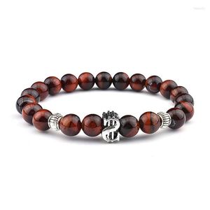 Hebras de cuentas Pulseras de Buda de 8 mm Pulsera de ojo de tigre amarillo Cuentas redondas de piedra natural Cuerda de elasticidad Hombres Mujeres Rojo Fawn22