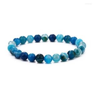 Kralen strengen 8 mm kleurrijke gestreepte agataten natuursteen blauw paars groen roze streep kralen armbanden minnaar strench sieraden lars22