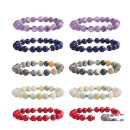 Brins de perles 8Mm mode Bracelet de perles pierre naturelle guérison cristal extensible perle bracelets de charme femmes hommes à la main pierre précieuse J Ot17W